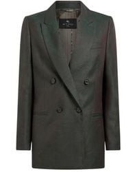 Etro - Double-Breasted Wool Jacquard Jacket With Paisley Motif - Lyst