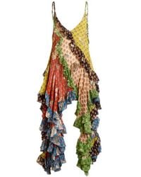 Etro - Silk Mini Dress With Ruffles And Tie-Inspired Motif - Lyst