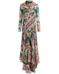 Etro - Long Silk Dress With Floral Paisley Motif - Lyst