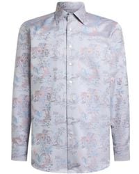 Etro - Cotton Jacquard Shirt With Flower And Animal Motif - Lyst