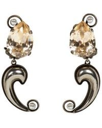 Etro - Earrings With Mini Metallic Paisley Detail And Crystal - Lyst