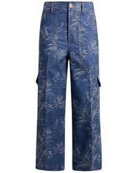 Etro - Cropped Cotton And Linen Jacquard Denim Jeans With Leafy Paisley Motif - Lyst