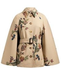 Etro - Trench A Mantella Con Stampa Floreale, Donna, Taglia - Lyst