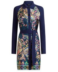 Etro - Long Knit Cotton Cardigan With Silk Insert - Lyst