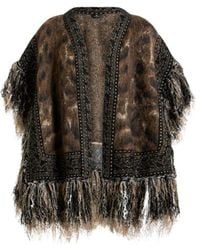 Etro - Mohair-Blend Jacquard Cape With Fringing And Leopard Motif - Lyst