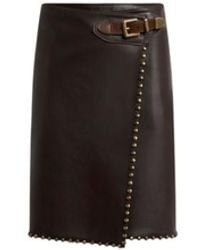 Etro - Short Leather Skirt With Studs - Lyst