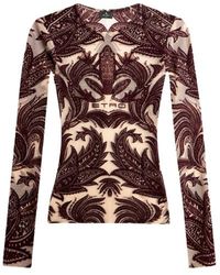 Etro - Oberteil Aus Beflocktem Tüll, Damen, Größe - Lyst