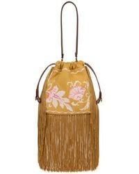 Etro - Small Linen-Blend Kalispera Bag With Embroidery And Fringes - Lyst