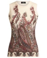 Etro - Silk And Cashmere Top With Placed Print - Lyst