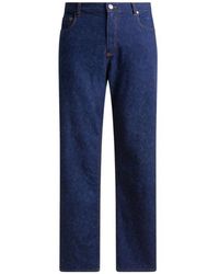 Etro - Straight-Leg Jacquard Denim Jeans With Floral Paisley Motif - Lyst