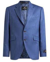 Etro - Single-Breasted Wool-Blend Jacket With Micro Chevron Motif - Lyst