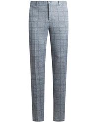 Etro - Checked Linen-Blend Trousers - Lyst