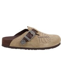 Etro - Birkenstock By Embroidered Suede Boston Clogs - Lyst