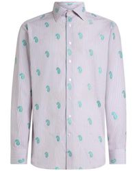 Etro - Striped Cotton Jacquard Shirt With Fil Coupé Paisley - Lyst