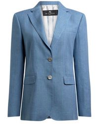 Etro - Single-Breasted Striped Jacket With Pegaso Buttons - Lyst