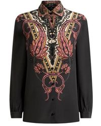 Etro - Silk Shirt With Placed Floral Paisley Print - Lyst