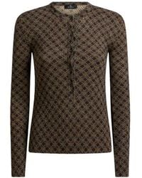 Etro - Pull Côtelé À Col Tunisien Et Micro-Motif À Losanges, Femme, Taille - Lyst