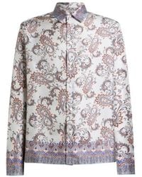 Etro - Silk Shirt With Placed Leafy Paisley Print - Lyst