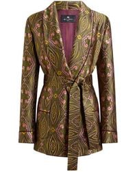 Etro - Jacquard Jacket With Belt And Floral Medallion Motif - Lyst