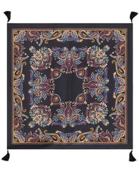 Etro - Silk Scarf With Tassels And Paisley Foliage Motif - Lyst