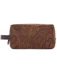 Etro - Small Nylon Pouch With Handle And Arnica Motif - Lyst