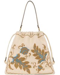 Etro - Large Linen-Blend Kalispera Bag With Embroidery - Lyst