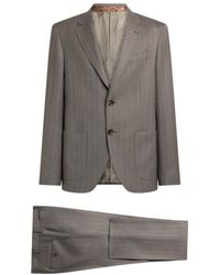 Etro - Single-Breasted Wool Suit With Chevron Stripes - Lyst