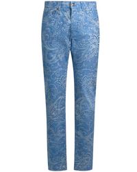 Etro - Slim-Fit Cotton Jacquard Denim Jeans With Leafy Paisley Motif - Lyst