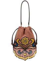 Etro - Small Suede Kalispera Bag With Beads And Fringes - Lyst