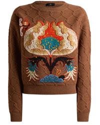Etro - Wool Sweater With Floral Embroidery - Lyst