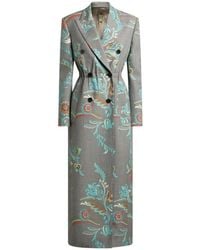 Etro - Double-Breasted Wool-Blend Coat With Daffodil Print - Lyst