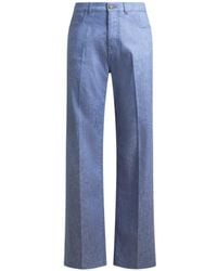Etro - Straight-Leg Linen-Blend Denim Jeans With Pressed Creases - Lyst