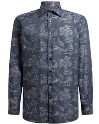 Etro - Cotton Jacquard Shirt With Flower And Animal Motif - Lyst