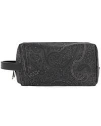 Etro - Small Nylon Pouch With Handle And Arnica Motif - Lyst