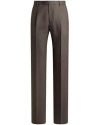 Etro - Wool-Blend Flannel Trousers With Crease Detail - Lyst