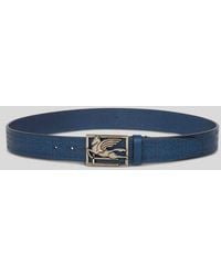 Etro - Etched Leather Belt With Pegaso Buckle - Lyst
