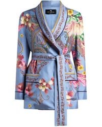 Etro - Silk Jacket With Belt And Floral Paisley Motif - Lyst