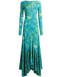 Etro - Long Stretch Jersey Dress With Floral Motif - Lyst