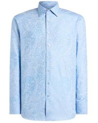 Etro - Cotton Jacquard Shirt With Paisley Foliage Motif - Lyst