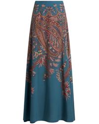 Etro - Langer Rock Aus Seide Mit Platziertem Print, Damen, Größe - Lyst