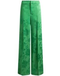Etro - Wide-Leg Jacquard Trousers With Floral Motif - Lyst