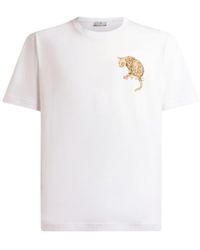 Etro - Cotton T-Shirt With Leopard Print And Embroidery - Lyst
