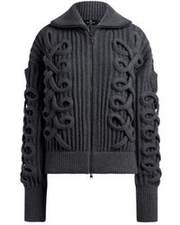 Etro - Ribbed Wool-Blend Cardigan With Zip And Woven Detailing - Lyst