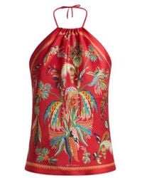 Etro - Silk Top With Halterneck And Paisley Foliage Motif - Lyst