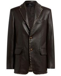 Etro - Single-Breasted Leather Jacket With Studs - Lyst
