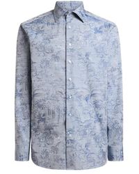 Etro - Cotton Jacquard Shirt With Floral Paisley Motif - Lyst