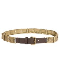 Etro - Engraved Metal And Leather Belt - Lyst