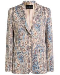 Etro - Single-Breasted Cotton-Blend Jacquard Jacket With Paisley Foliage Motif - Lyst