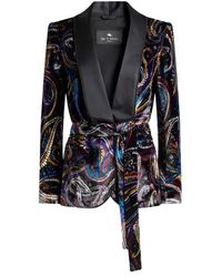 Etro - Veste Ceinturée En Velours À Motif Paisley Feuillage, Femme, Taille - Lyst