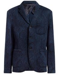 Etro - Single-Breasted Wool-Blend Jacquard Jacket With Arnica Motif - Lyst